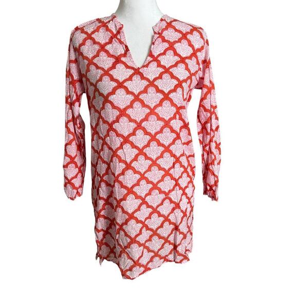 Roberta roller rabbit red white long sleeve tunic kurta jemina top size XS women - Picture 1 of 9